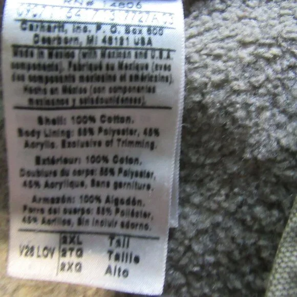 Mens Vtg Carhartt Vest V26 LOV Faded Green Sherpa Lined Canvas Sz 2XLT